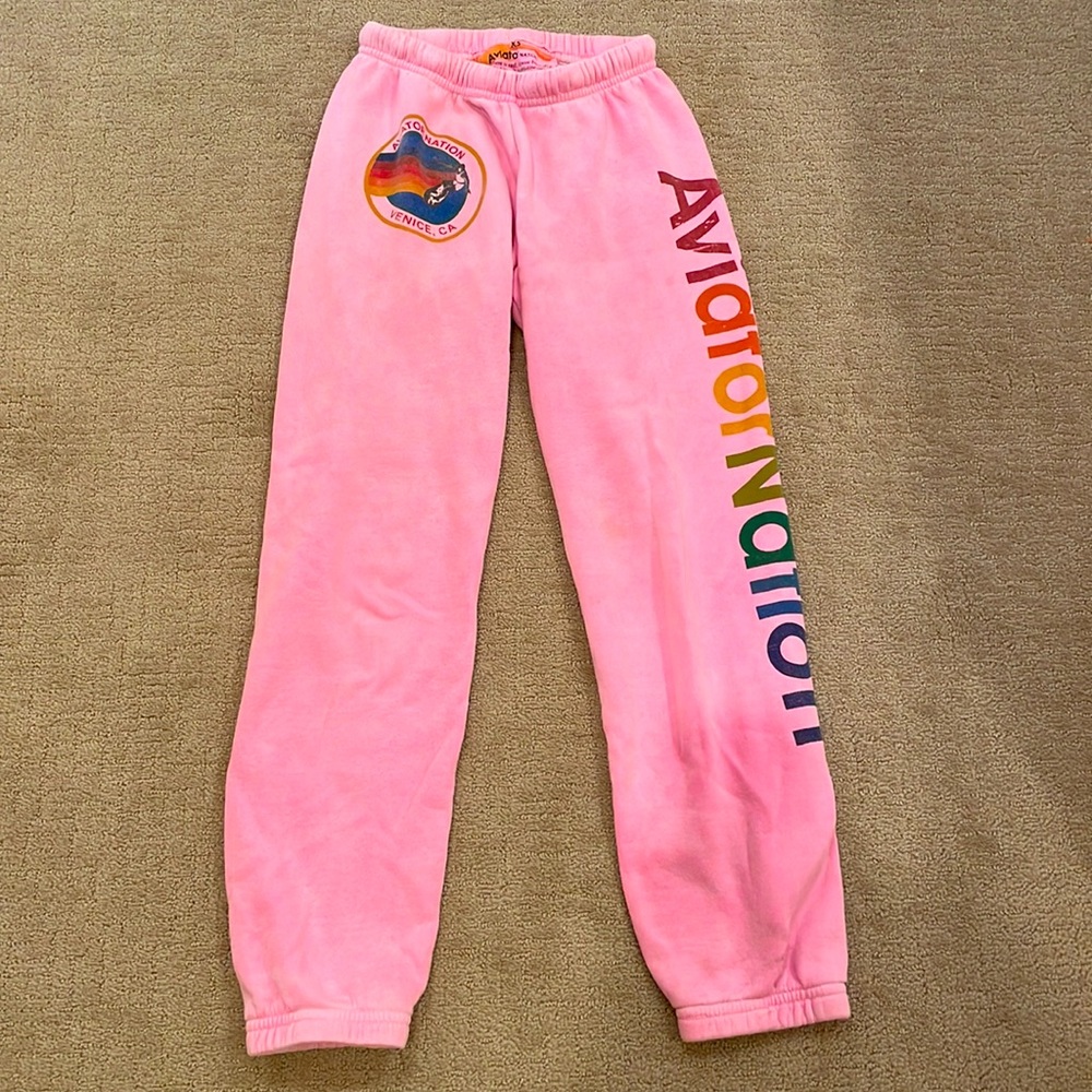neon pink aviator nation logo sweatpants!